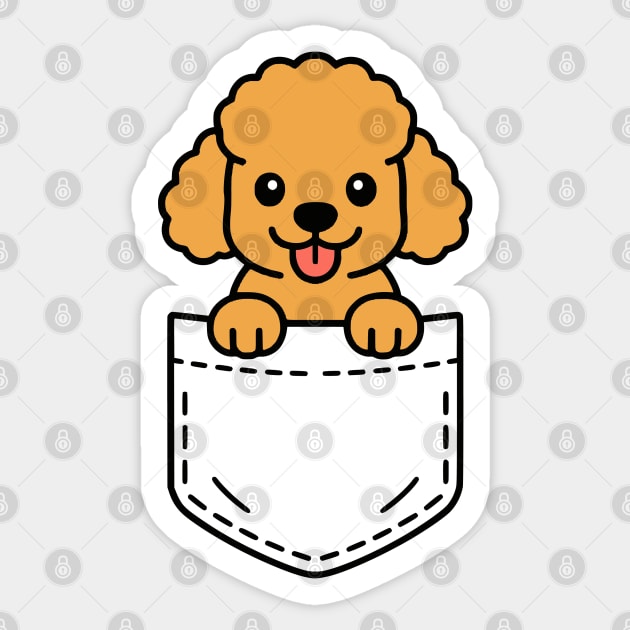 Cute Poodle Puppy Pocket Pal Funny Smart Poodle Dog Sticker by Yesteeyear